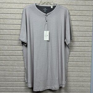 Mens 3XL Gray Short Sleeve Waffle Knit Henley Shirt Casual NEW CON.STRUCT